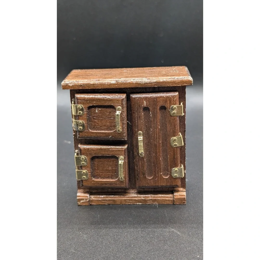 Vintage Wooden Ice Box Dollhouse Miniature Furniture 1:12 Scale